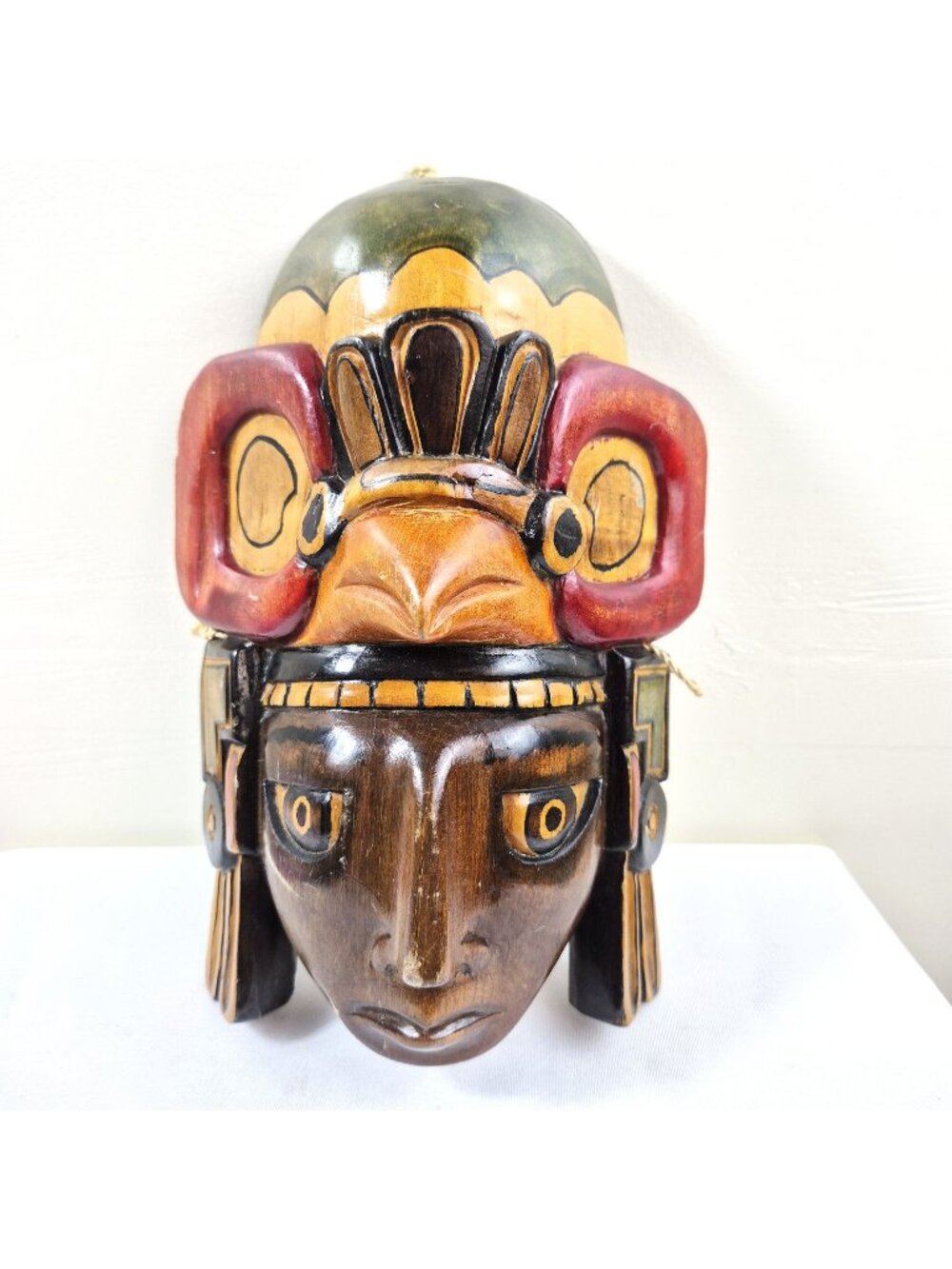 Vintage Guatemala Hand Carved Wooden Mask Mya Tzumut Chichicastenango